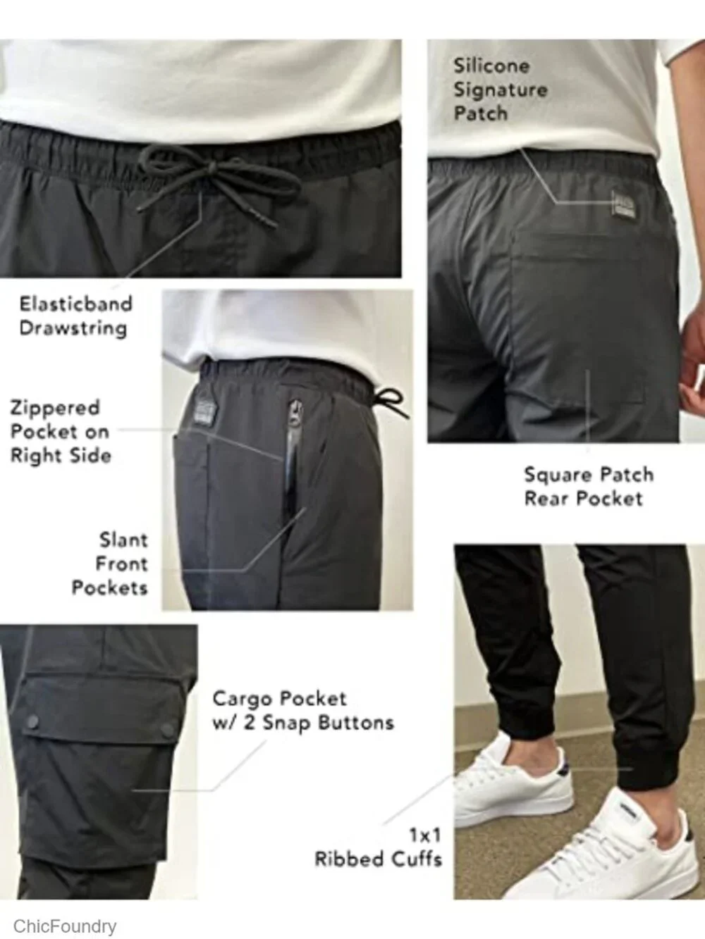 Lightweight Quick Dry Cargo Jogger Pants - Drawstring, 6 Pockets
